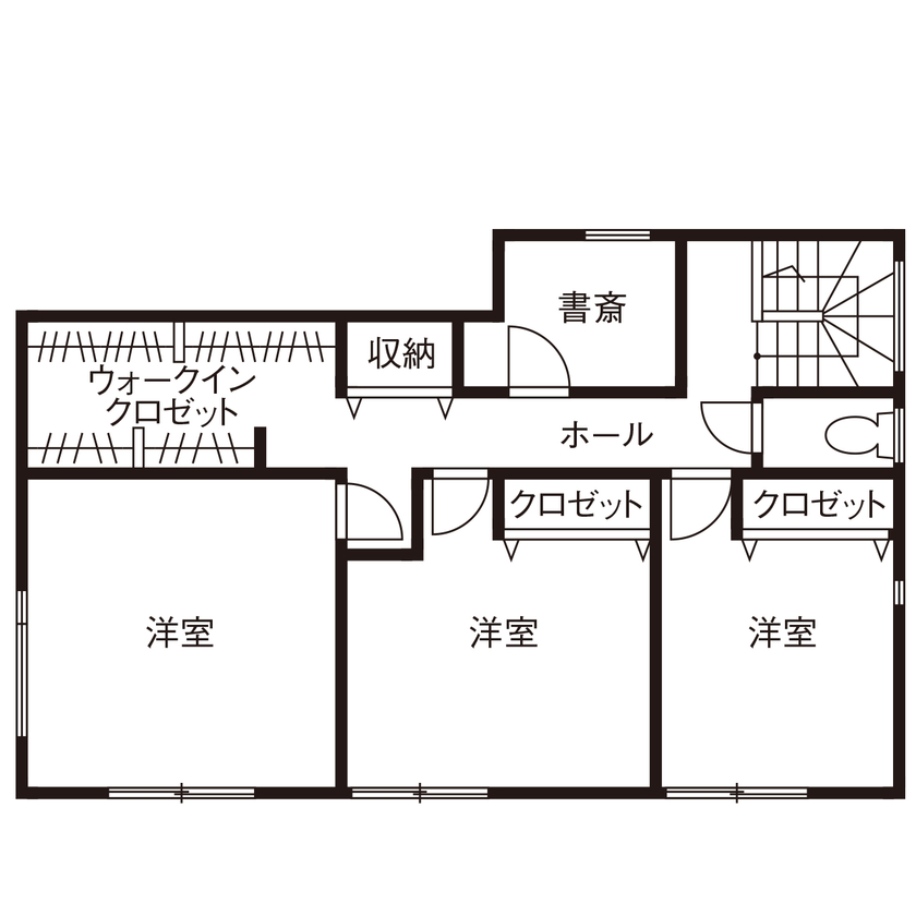 ライクスホーム 【1500～1999万円/セルロースファイバー/無垢材】性能にもデザインにもこだわり、心身ともに快適に暮らすの間取り図（3LDK＋書斎）２階