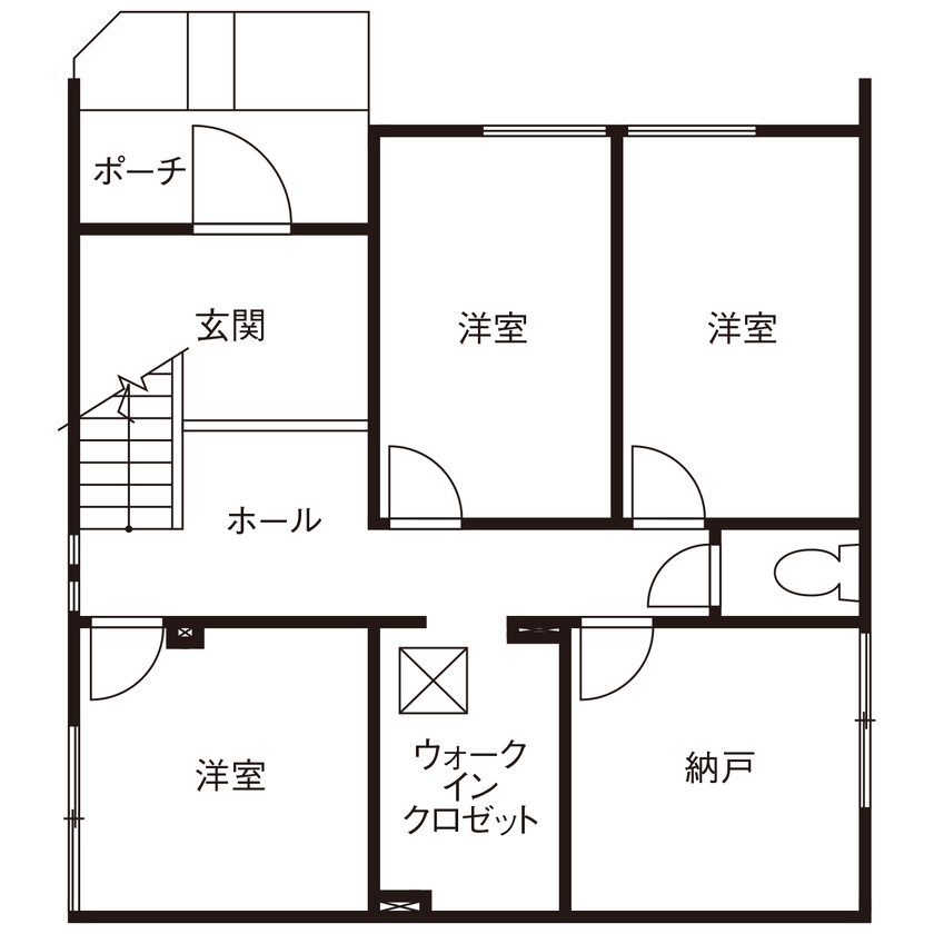 ライクスホーム 【1500～1999万円/２階リビング】こだわりのデザインキッチンから望む眺望が、暮らしに彩りを添えるの間取り図（3LDK＋納戸）１階