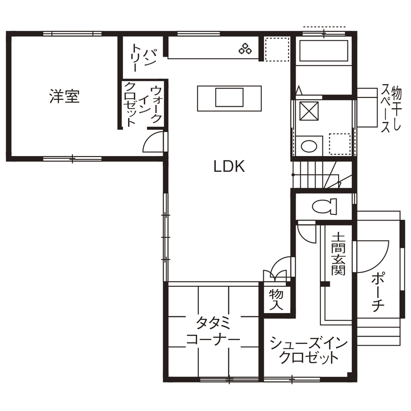 ライクスホーム 【1500万円/34坪/地元の無垢材/間取り図有】「建築のプロ」のお眼鏡に適う、腕利きの職人と建てた家の間取り図（4LDK）１階