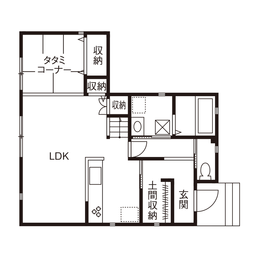 ライクスホーム 【～1499万円/29坪/コスト重視/間取り図有】こだわりのデザインとコストダウンを両立させたナチュラルな家の間取り図（3LDK）１階