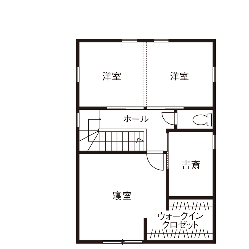 ライクスホーム 【1650万円/31坪/家事らく回遊動線/間取り図有】「白×木目」の優しい雰囲気でより健やかな子育てをの間取り図（2LDK＋書斎）２階