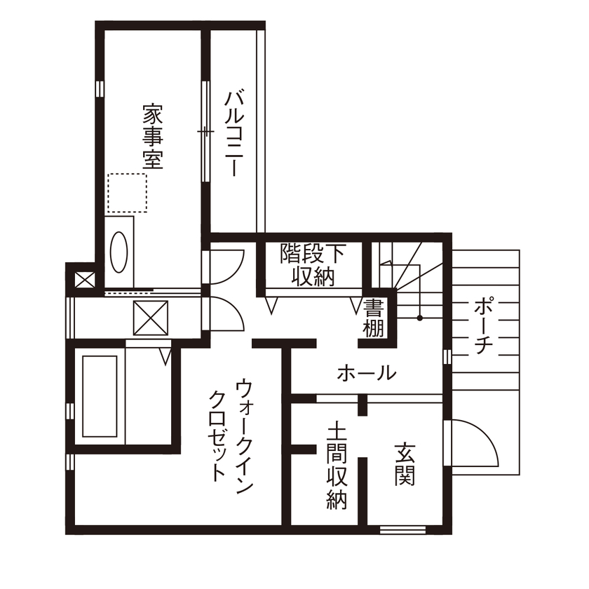 ライクスホーム 【1500万円/26坪/洗濯動線/間取り図有】「子どもとの時間を１秒でも長く！」を叶えた家事ラク間取りの間取り図（1LDK＋家事室）１階