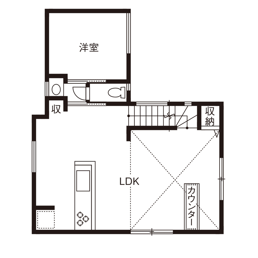 ライクスホーム 【1500万円/26坪/洗濯動線/間取り図有】「子どもとの時間を１秒でも長く！」を叶えた家事ラク間取りの間取り図（1LDK＋家事室）２階
