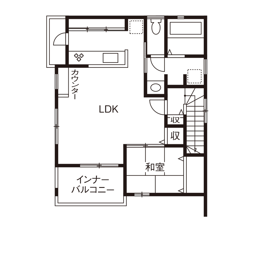 ライクスホーム 【～1499万円/31坪/インナーバルコニー/間取り図有】子どもが舐めても安全。使ってわかる無垢材の心地よさの間取り図（4LDK＋納戸）２階