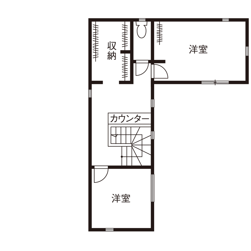 タナカホームズ 【～1499万円／間取図有／スピーカー付ライト】大好きなピンクで染めた自由設計の家の間取り図（3LDK）2階