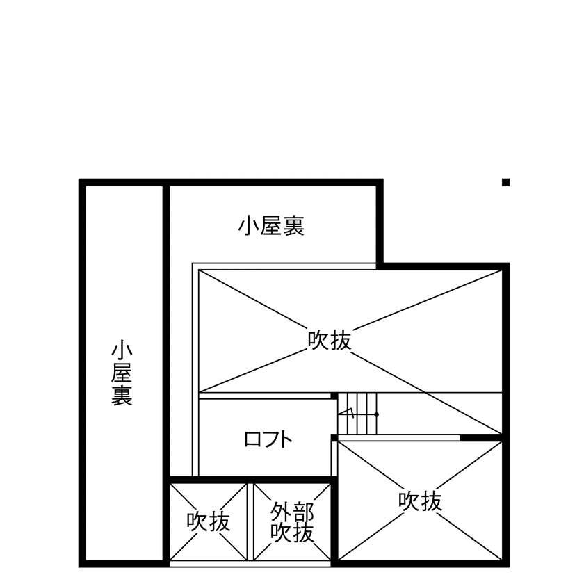 自然流健康の家　こばじゅう 【2階リビング／自然素材／間取図】湖を眺め、木の温もりに癒されて、心も身体もゆったりと寛げる木の家の間取り図（3LDK+畳コーナー）ロフト