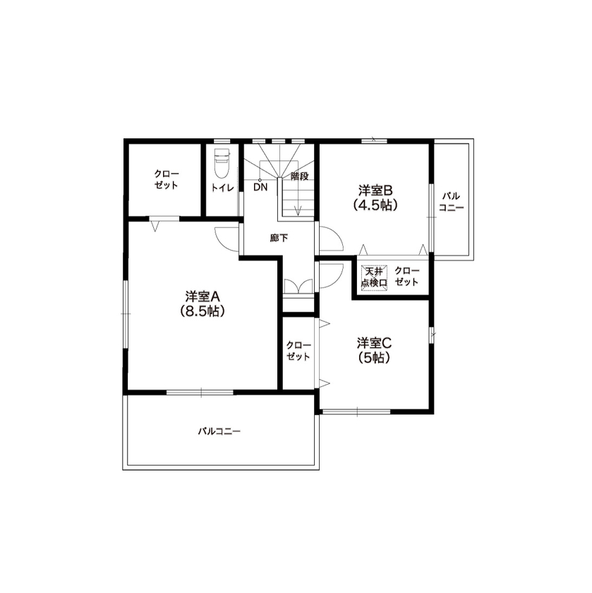 大成住宅 【1700万円/間取り図有】土地探しからインテリアまで安心してお任せ。こだわり間取りの家族を感じる家の間取り図（3LDK）2階
