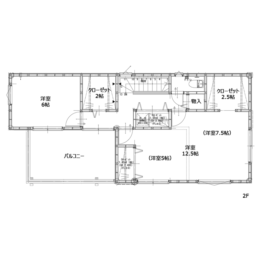 大成住宅 【可変型2(3)LDK/書斎/ランドリースペース/敷地44.6坪/間取り図有】家事効率UP！家族との時間を増やす家の間取り図（2LDK+SIC+WIC+書斎）2階