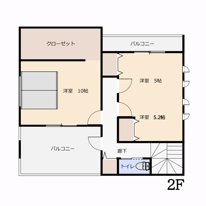 大成住宅 【可変型2LDK/回遊導線/敷地約45坪/間取り図有】家族と空間がつながる家の間取り図（2（3）LDK＋WIC）2階