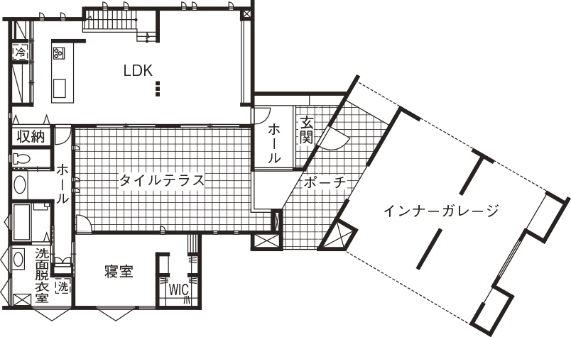栃木ハウス 非日常と暮らし易さのバランスが、住まい手の心地よさを創出の間取り図null