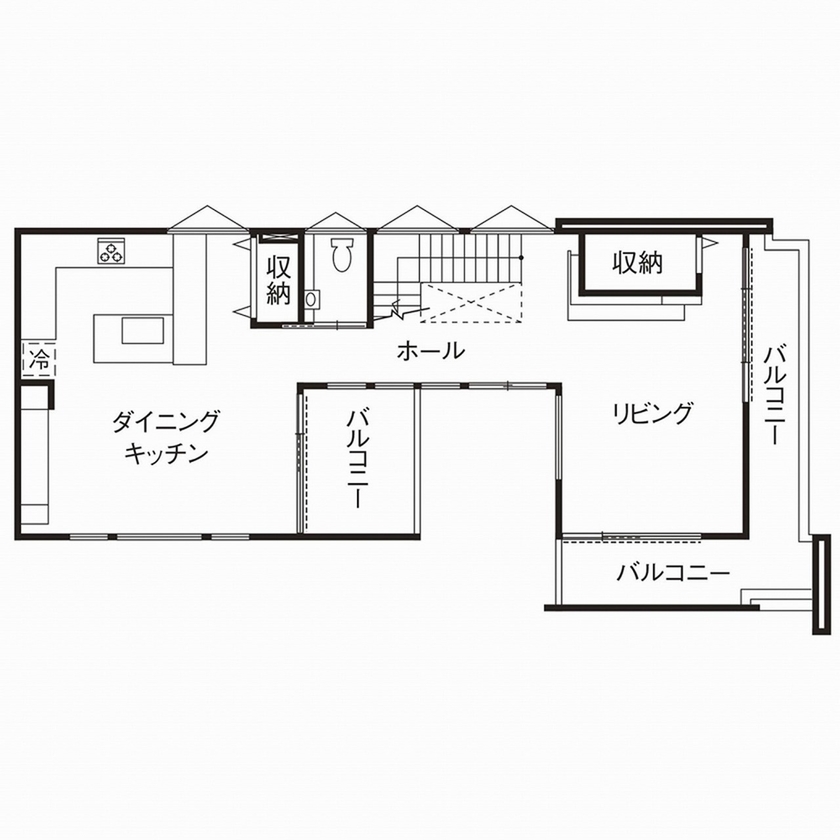 栃木ハウス 淡い光と素材が織りなす癒し空間。狭小地でも心地よく過ごす、美しきデザイン住宅の間取り図（2LDK）2階