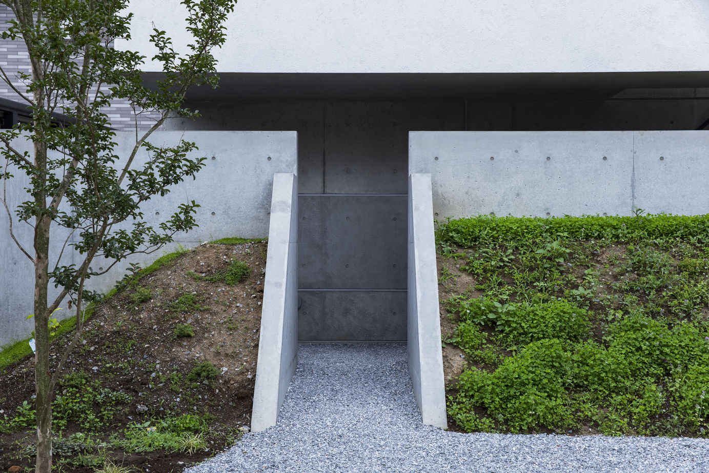栃木ハウス 白い箱とコンクリートの融合 まるで洞窟のような静寂な空間へと導くデザインの建築実例画像2