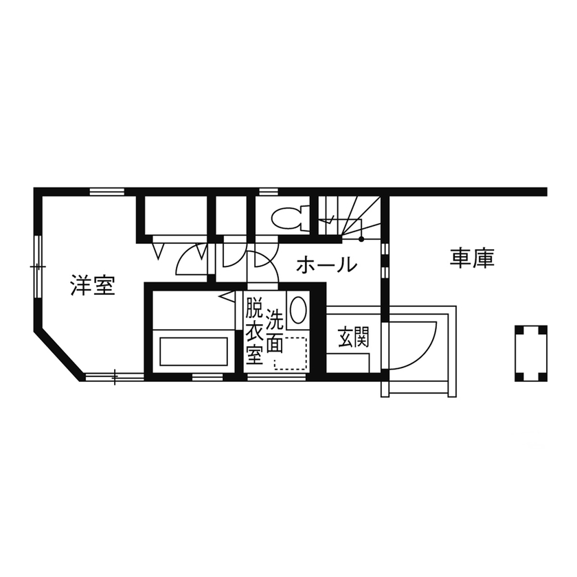 BLISS 【17坪/1500～1999万円/狭小地/間取り図有】限られた敷地に建てた、ガレージ付き二世帯住宅の間取り図（5K以上）1階