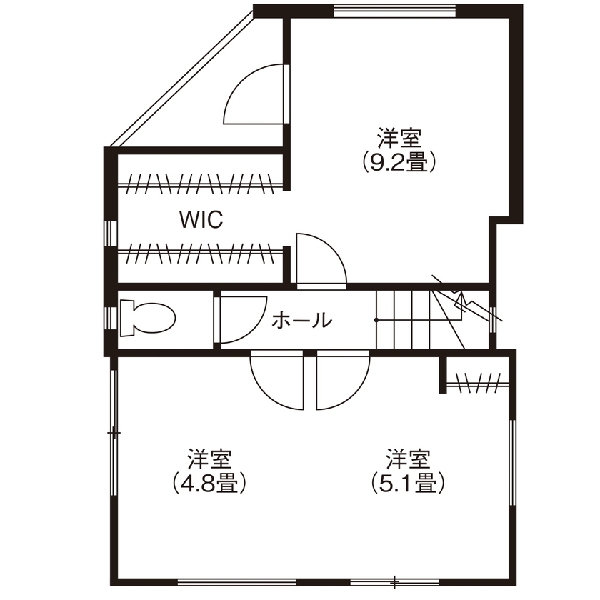 BLISS 【敷地面積15.2坪/2200万円/間取り図有り】煉瓦造り風の壁面が映える、狭小地に建つ開放的な賃貸併用住宅の間取り図（2LDK+1R）3階