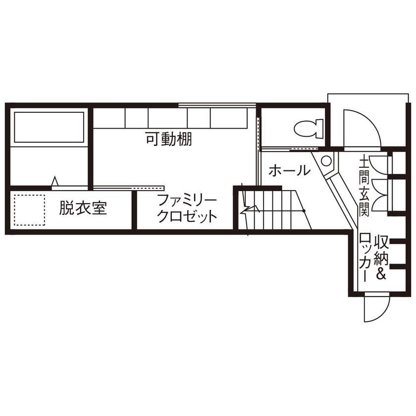 トトモニ　一級建築士事務所 【狭小地/3000万円台/22.9坪】敷地面積なんと13坪。しかも「2.7ｍ×8.8ｍ」の超長方形の地に建てた３階建ての間取り図（2LDK）１階