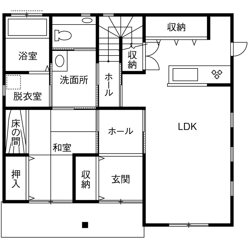 Inoue・Giken 井上技建 【木の家×ブランコ】「この予算では絶対ムリだろうなあ」からの･･･サプライズな結末！【間取図掲載】の間取り図（4LDK+書斎）1階