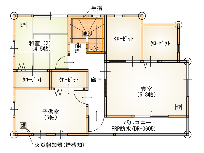 Inoue・Giken 井上技建 【2450万円/３人家族/３LDK+隠し部屋】絵本の中に住むような世界観　壁を「彫って」生み出す造形美の間取り図（3LDK＋隠し部屋）２階