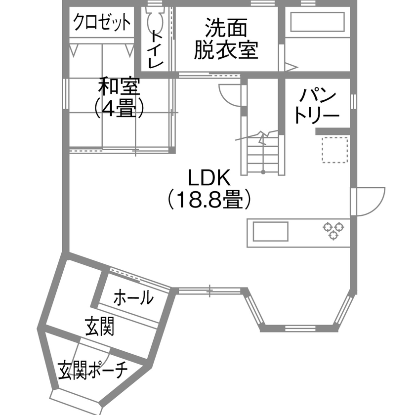 Inoue・Giken 井上技建 こんな家に住みたかったを実現！「今度お城へ遊びに行っていい？」と、友人たちも魅了する、おとぎの世界の間取り図（4LDK）1階