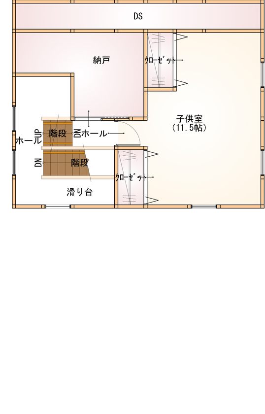 Inoue・Giken 井上技建 大屋根にドーマー、隠し扉に滑り台　想像の遥か上をいく「自然素材の家」の間取り図（4LDK）2階