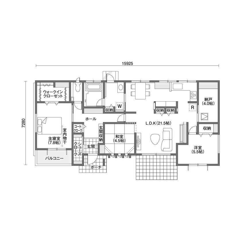 クレバリーホーム 【平屋】将来の住み心地を見据えた、光と風を感じる平屋の住まいの間取り図（3LDK）1階