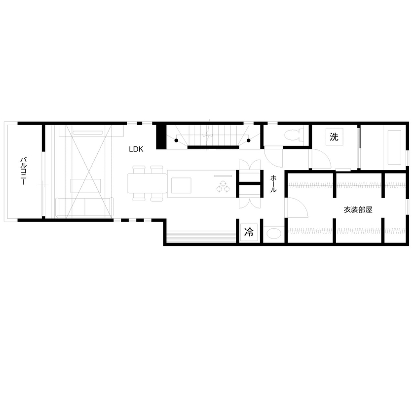 クレバリーホーム 「好き」に囲まれて暮らせる幸せ。20代で実現したこだわり満載のガレージハウスの間取り図（1LDK+ガレージ）2階
