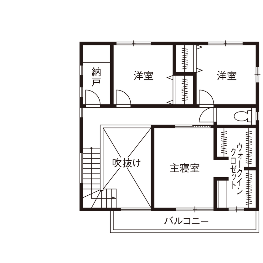 クレバリーホーム 憧れと暮らしやすさを両立した、開放感あふれる南欧テイストの住まいを求めての間取り図（4LDK）2階