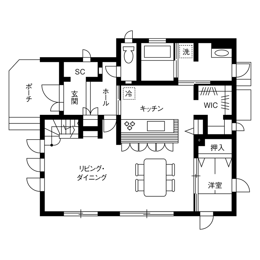 クレバリーホーム 憧れの南欧テイストに包まれながら、毎日の暮らしを心から楽しめる住まいの間取り図（5K以上）1階