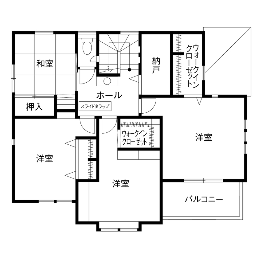 クレバリーホーム 家族団らんも一人のときも幸せ時間を満喫できる、音楽室のある住まいの間取り図（5K以上）2階