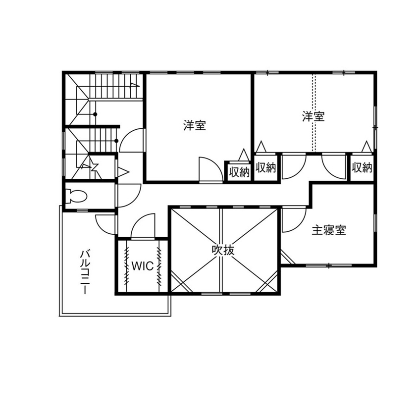 クレバリーホーム 【4000万円～／吹き抜け／間取図有】伸びやかな空間設計。デザイン性がもたらす上質な家族時間の間取り図（4LDK）2階