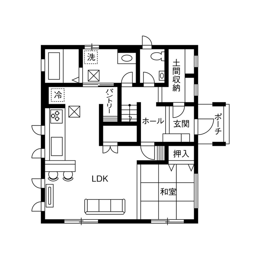 クレバリーホーム 【1500～1999万円／収納充実／間取図有】家族のふれあいも個の時間も大切に。家族が広々と暮らせる住まいの間取り図（4LDK）1階