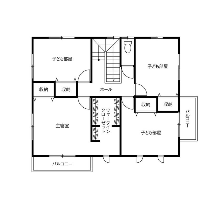クレバリーホーム 【2000～2499万円／家事ラク／間取図有】将来の家族構成の変化にも対応する空間や収納計画が光る住まいの間取り図（5LDK）2階