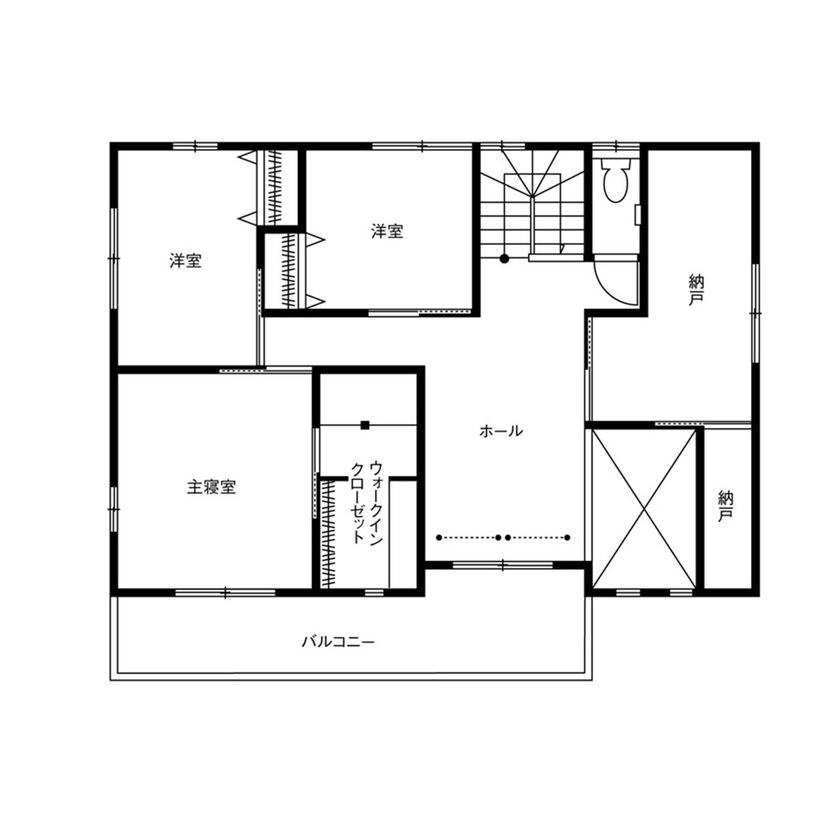 クレバリーホーム 【2000万円～2499万円／充実収納／家事がラク／間取図有】30帖超えの「LDK＋和室」でのびのび子育ての間取り図（4LDK）2階