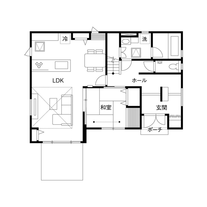 クレバリーホーム 【2500万円～2999万円／吹き抜け／高気密・高断熱／間取図有】愛犬との暮らしや趣味の時間も大切にした家の間取り図（4LDK）1階