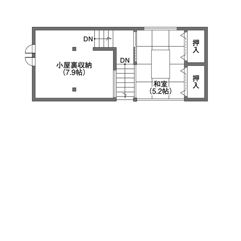 クレバリーホーム 【4000万円～4499万円／ガレージ／間取図有】「これぞ、大人の住処」。インナーガレージ＋2階リビングの家の間取り図（3LDK）小屋裏