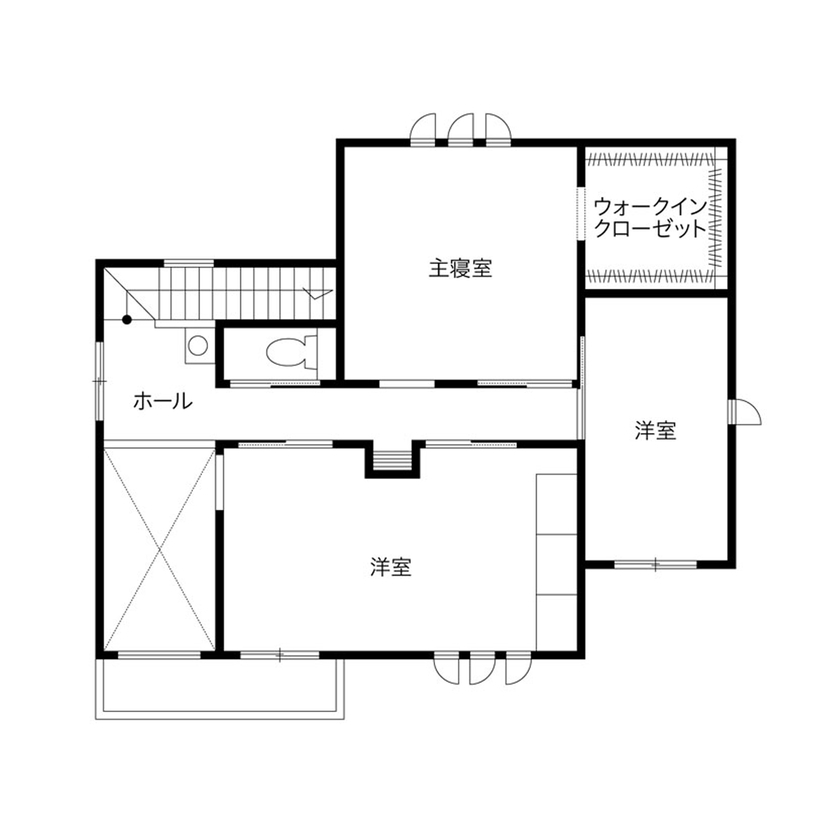 クレバリーホーム 【2500万円～2999万円／家事動線／間取図有】動線や間取りを工夫し、家事や子育てに配慮したお洒落な住まいの間取り図（3LDK）2階