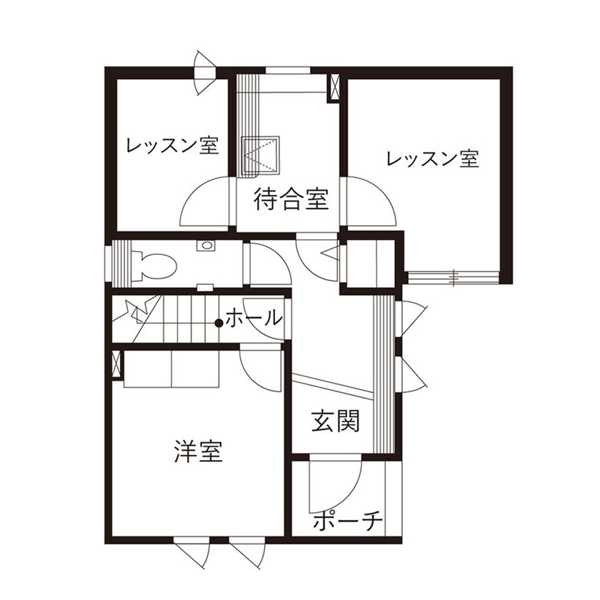 クレバリーホーム 【2000万円～2499万円／狭小／防音室／間取図】敷地21.7坪に2つのレッスン室。音楽家夫妻の夢が詰まった家の間取り図（2LDK）1階