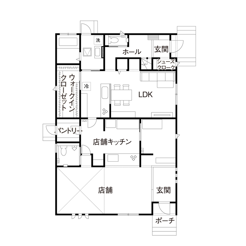 クレバリーホーム 【2500万円～2999万円／カフェ／店舗併用／間取図有】カフェとマイホーム、2つの夢を叶えた店舗併用住宅の間取り図（3LDK）1階