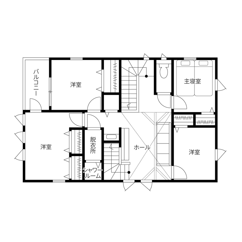 クレバリーホーム 【2500万円～2999万円／土間／家事動線／収納充実／間取図有】1階と2階で異なる家族団欒のスタイルを楽しむの間取り図（5K以上）2階