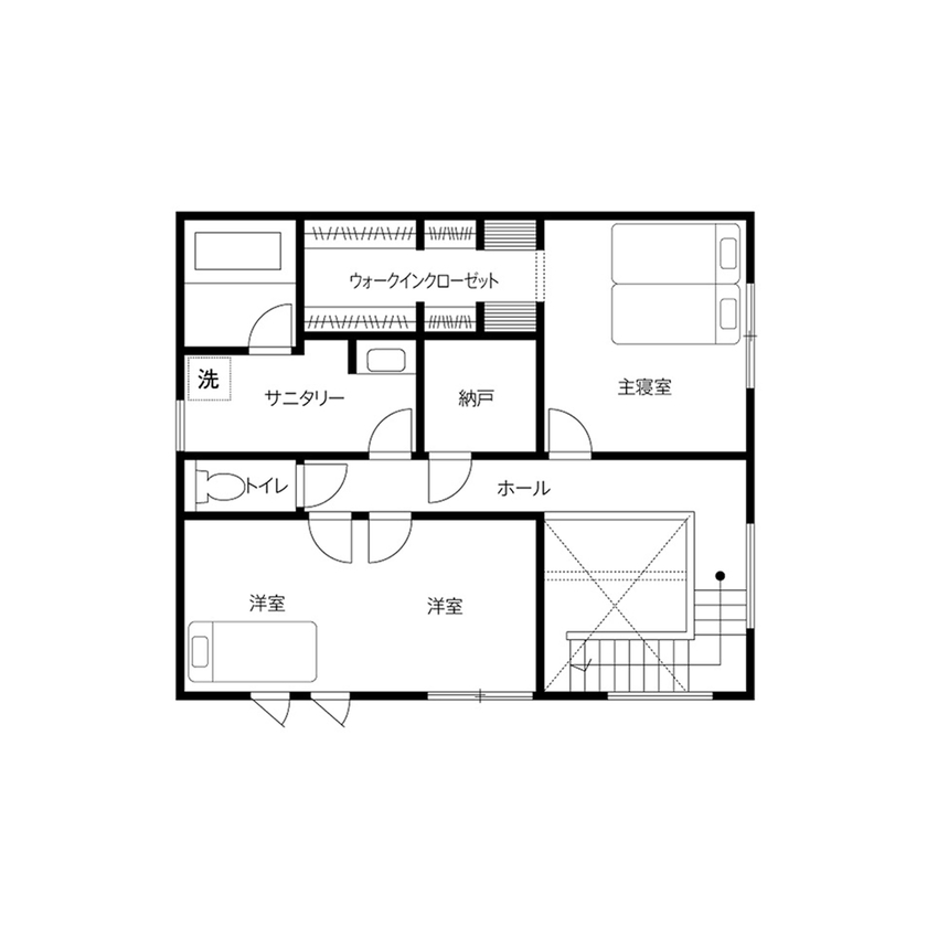 クレバリーホーム 【2500万円～2999万円／ビルトインガレージ／間取図】暮らしの中心に趣味を据え、家時間を楽しむ住まいの間取り図（2LDK）2階