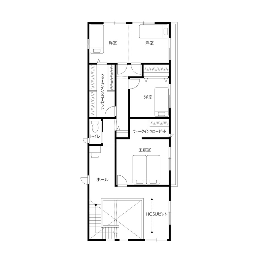 クレバリーホーム 【2500万円～2999万円／吹抜／収納充実／間取図有】吹き抜けの開放的なリビングに、家族が自然に集う住まいの間取り図（3LDK）2階
