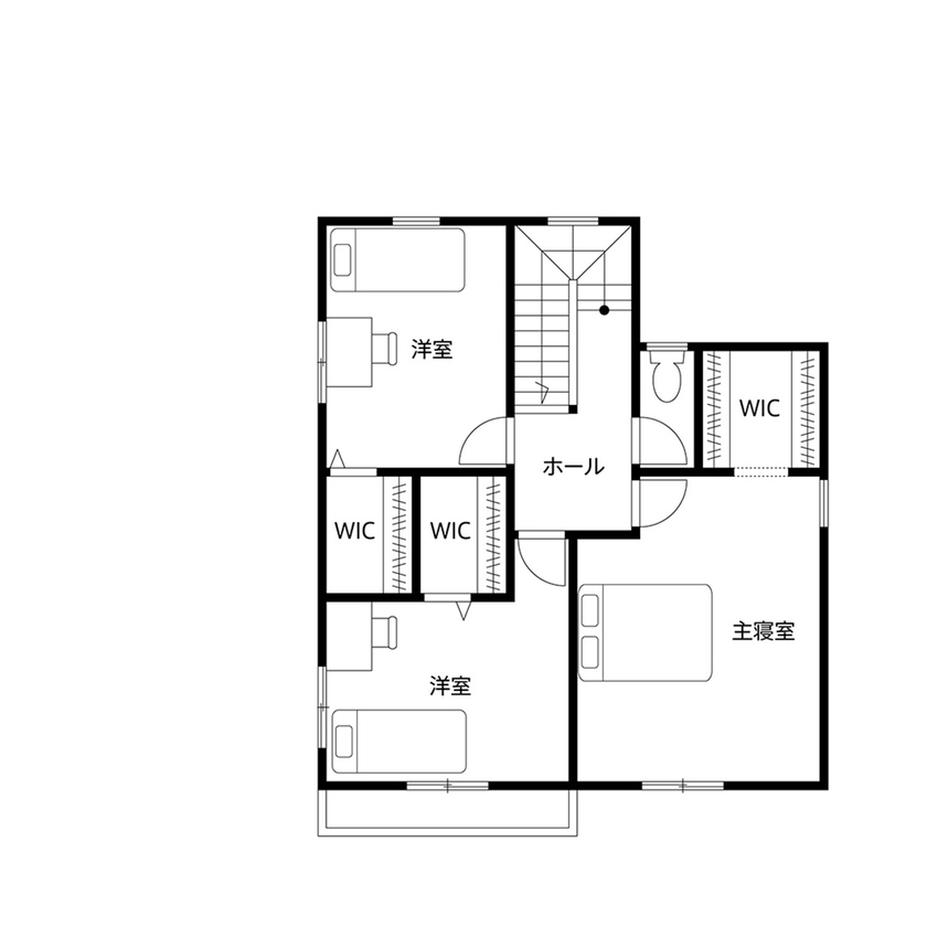クレバリーホーム 【3000万円～3499万円／家事動線／収納充実／間取図有】子育てもデザインも楽しむ素敵なマイホームライフの間取り図（4LDK）2階