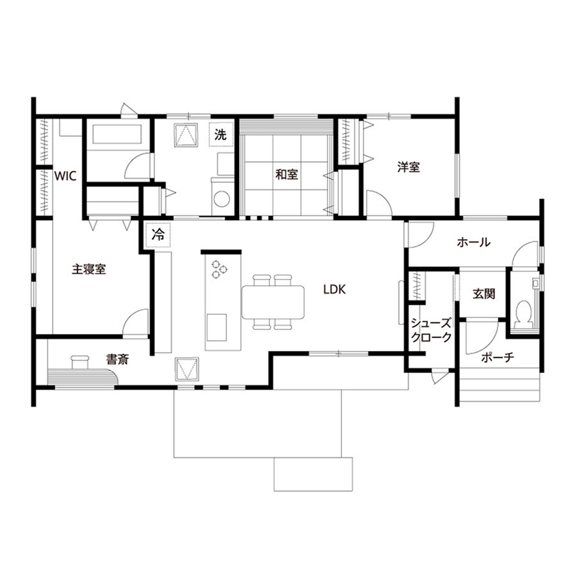 クレバリーホーム 【2500万円～2999万円／平屋／間取図有】窓辺に四季を感じながら暮らす、“好き”を楽しむ平屋の間取り図（2LDK＋和室）1階
