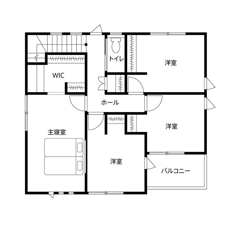 クレバリーホーム 【2500万円～2999万円／家事子育て動線／間取図有】キッチンを中心にした回遊動線で家族がのびのび暮らす家の間取り図（4LDK＋タタミコーナー）2階