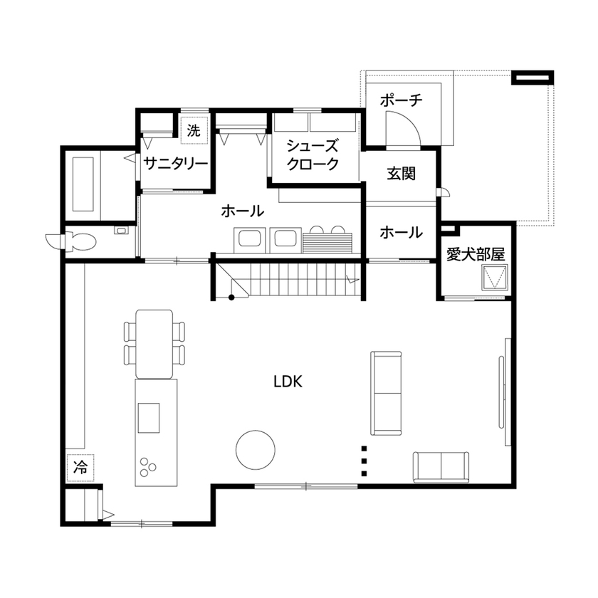 クレバリーホーム 【4000万円～／屋上アウトドアリビング／間取図有】ホテルライクな高級感。愛犬との時間も楽しむ暮らしの間取り図（4LDK＋屋上）1階