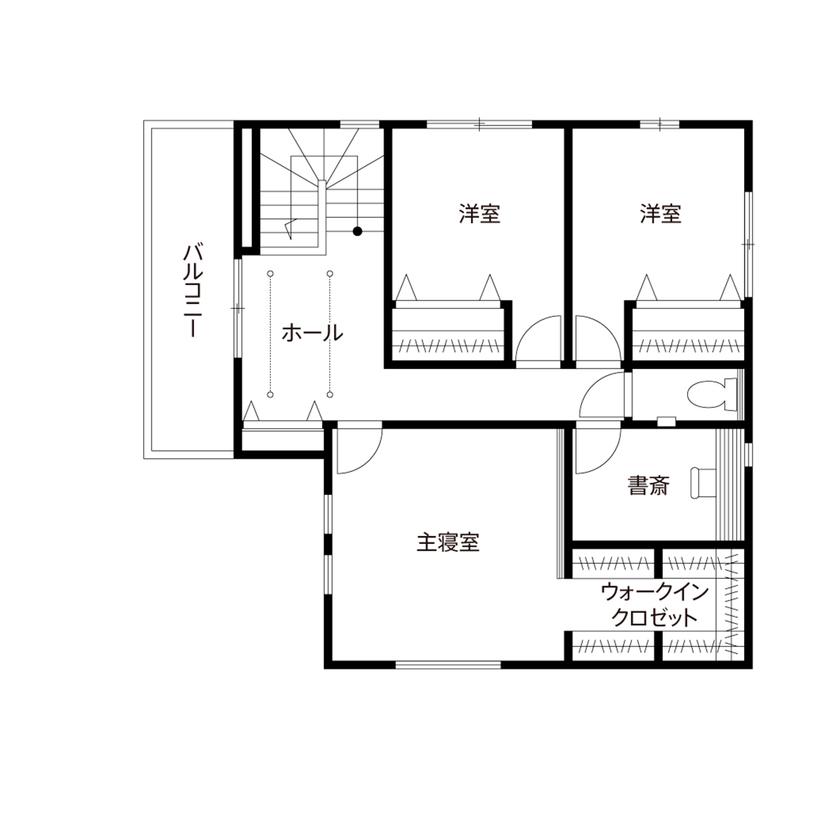 クレバリーホーム 【2500万円～2999万円／家事子育て動線／収納／間取図有】家族が長く安心・快適に暮らす、工夫がつまった家の間取り図（4LDK＋書斎）2階