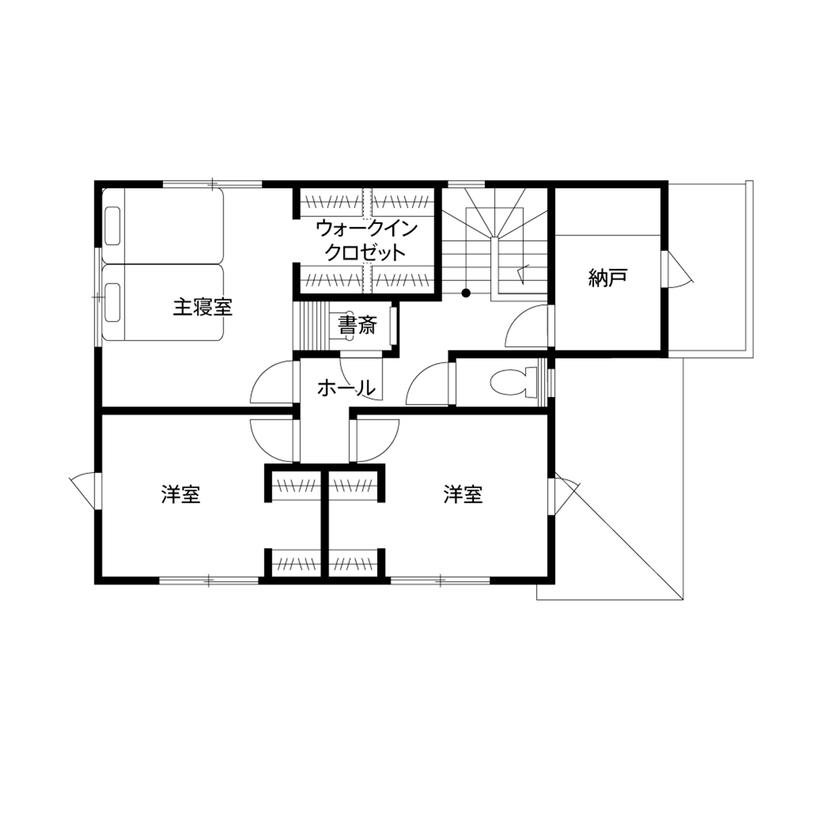 クレバリーホーム 【2000万円～2499万円／家事動線／間取図有】カフェ風キッチンから家族を見守る、ナチュラルテイストの空間の間取り図（3LDK＋納戸）2階