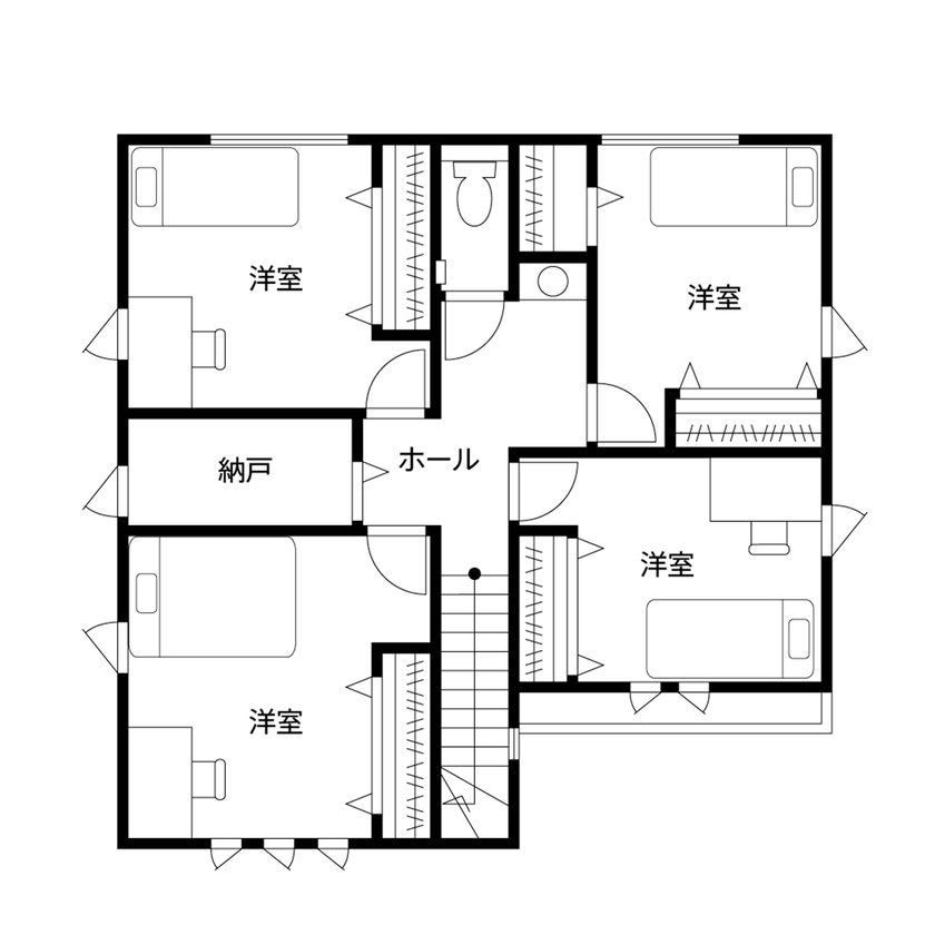 クレバリーホーム 【2500万円～2999万円／回遊動線／間取図有】家族団らんも、個々の時間も大切に。暮らしやすさがつまった家の間取り図（4LDK＋納戸）2階