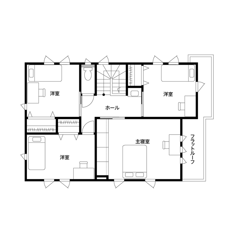 クレバリーホーム 【3000万円～3499万円／オープンLDK／間取図有】キッチンを中心に家族が集う家。共働き夫婦の工夫も満載の間取り図（4LDK）2階