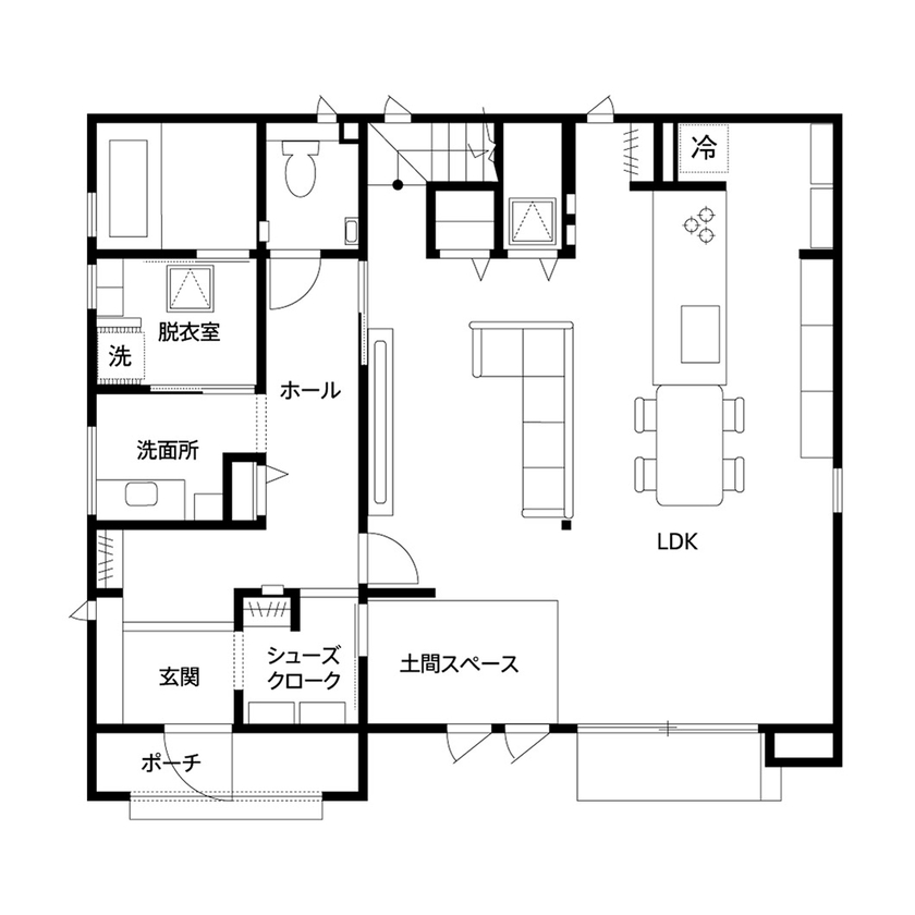 クレバリーホーム 【4000万円～4499万円／ペット／家事ラク／間取図】こだわりの設計で、子育てや家事、愛犬との生活も快適にの間取り図（3LDK）1階