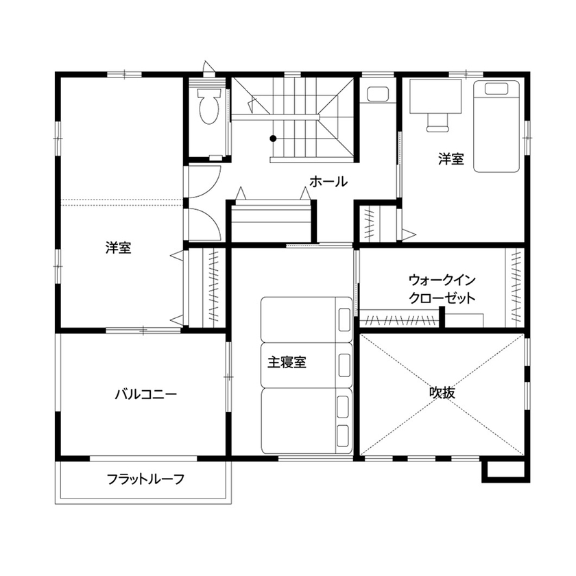 クレバリーホーム 【4000万円～4499万円／ペット／家事ラク／間取図】こだわりの設計で、子育てや家事、愛犬との生活も快適にの間取り図（3LDK）2階